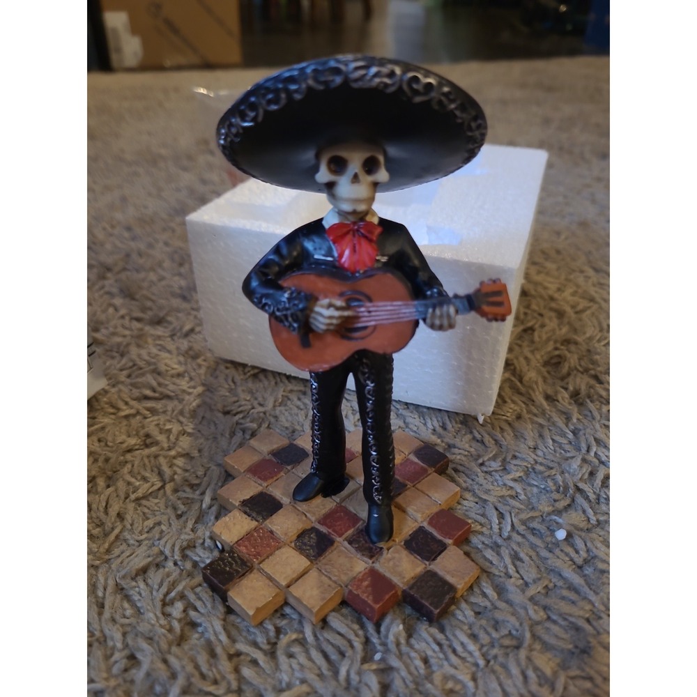 Skeleton Mariachi Band Bassist Player Day of the Dead Figurine 6"